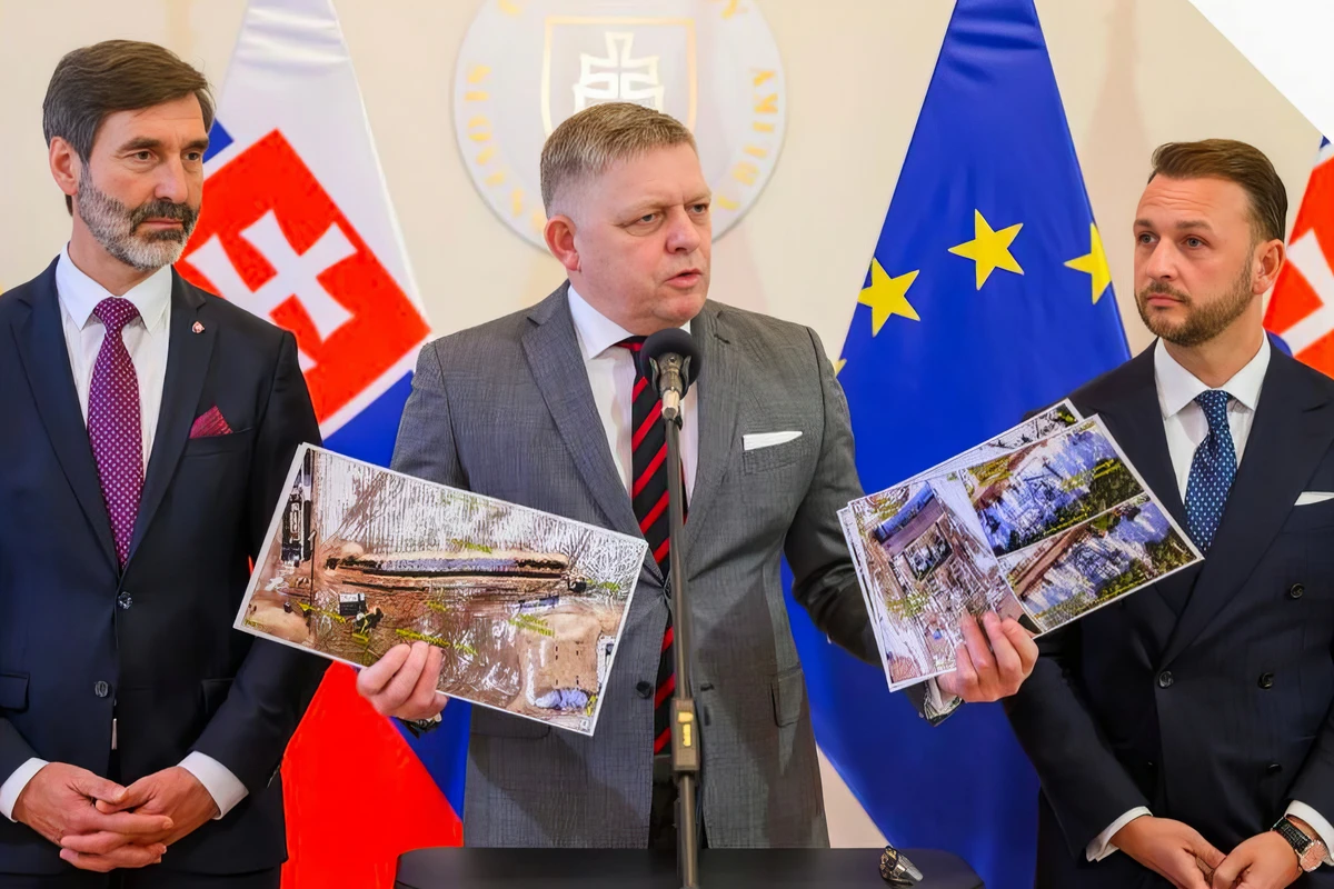 Robert Fico is műholdfelvételekkel győzködte a nagyközönséget, amihez miniszteri támogatást is kapott Juraj Blanártól és Matúš Šutaj Eštoktól (Forrás: X platform)