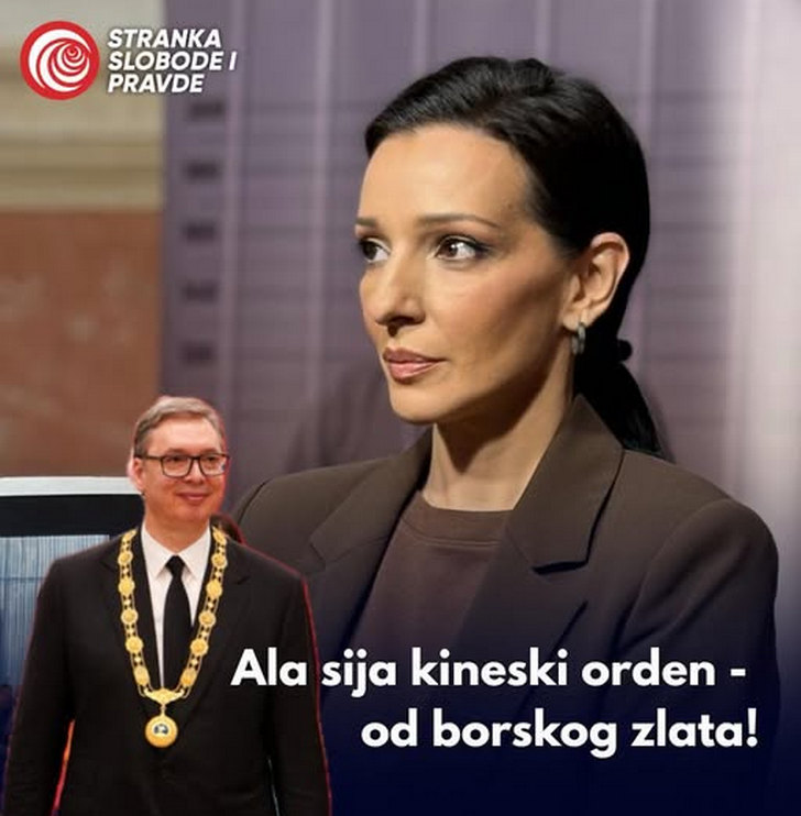 Teljesült Vučić álma: Kína magához ölelte a szerb elnököt 6 Milyen szépen fénylik a kitüntetés a (Szerbiában bányászott) bori aranyból - jegyezte meg Marinika Tepić, a Szabadság és Igazságosság ellenzéki párt alelnöke