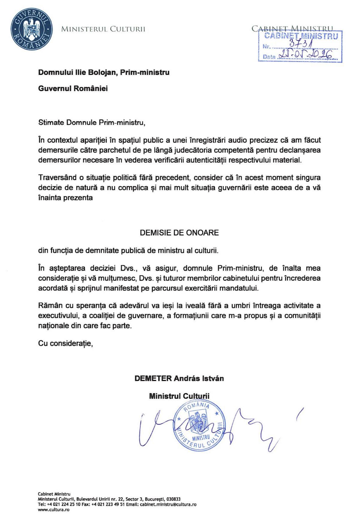 Demeter András lemondása