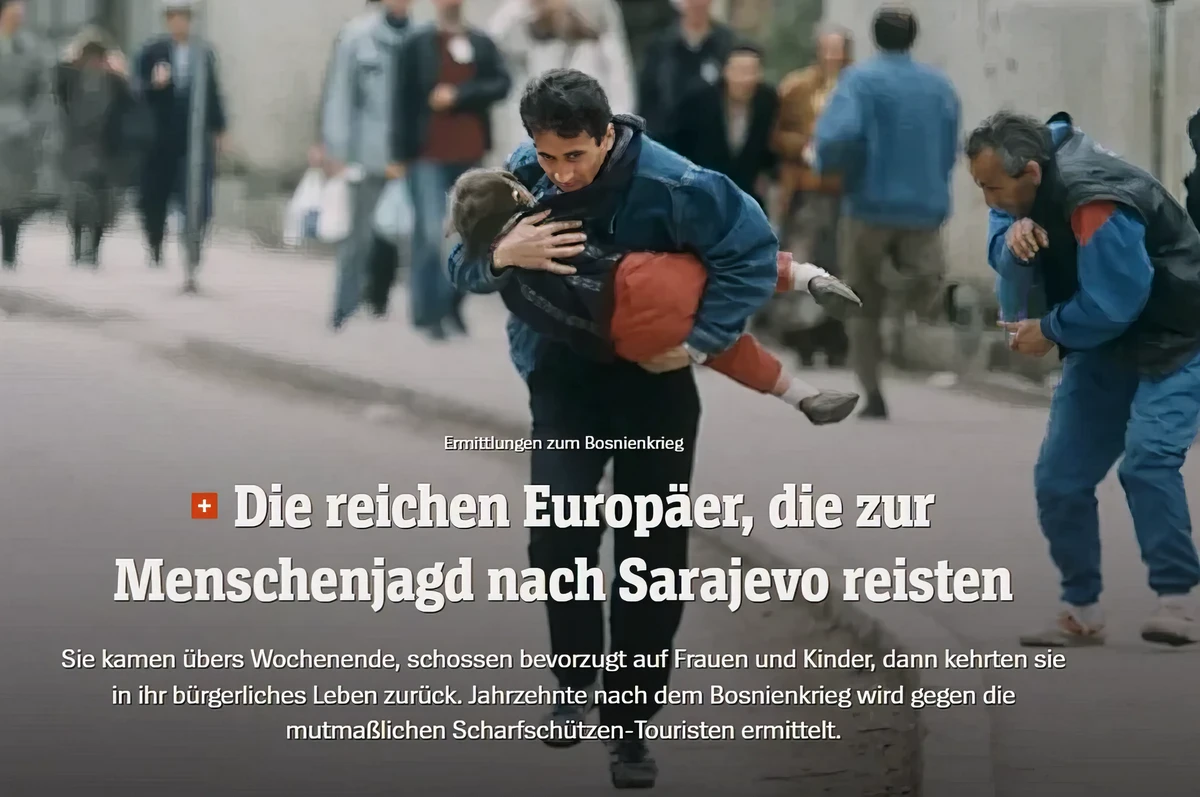 A gazdag európaiak, akik embervadászatra utaztak Szarajevóba: hétvégére érkeztek, elsősorban nőkre és gyermekekre lőttek, majd visszatértek polgári életükbe. Évtizedekkel a boszniai háború után nyomozás indult az állítólagos mesterlövész-turisták ügyében. Egyik kollégánk szerint orvlövészeknek kellene őket nevezni